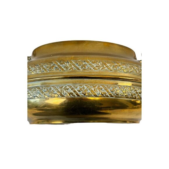 Vintage 80s Hammered Brass Oval Shape Cachepot Planter Size 13" Length - Picture 14 of 16